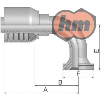 (16N73-16-12-1P) SFS 90° 6000psi, 1", 47,63mm, DN19