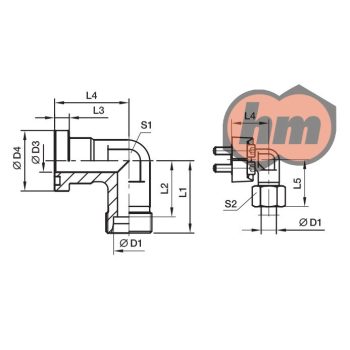  (WFS35-30SCF) M42X2/SAE1.1/4-90; tömlőcsatlakozó, könyök